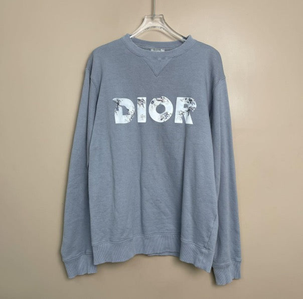 DIOR logo print crew neck long-sleeved sweatshirt, grey, size M SYCC2076