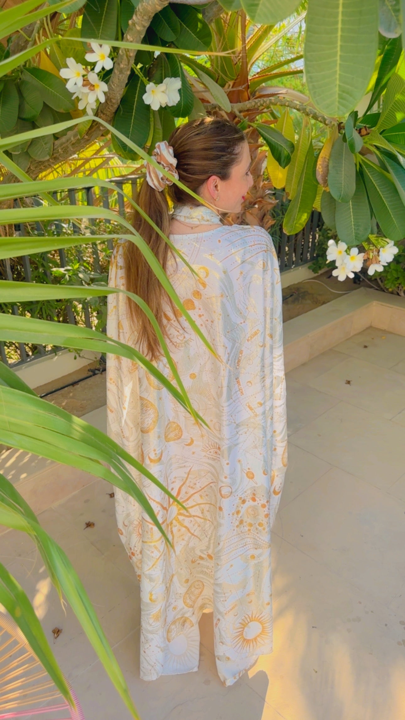 KAFTAN MAXI EVANGELIA WAVE SILK GOLD MOON MCL12661