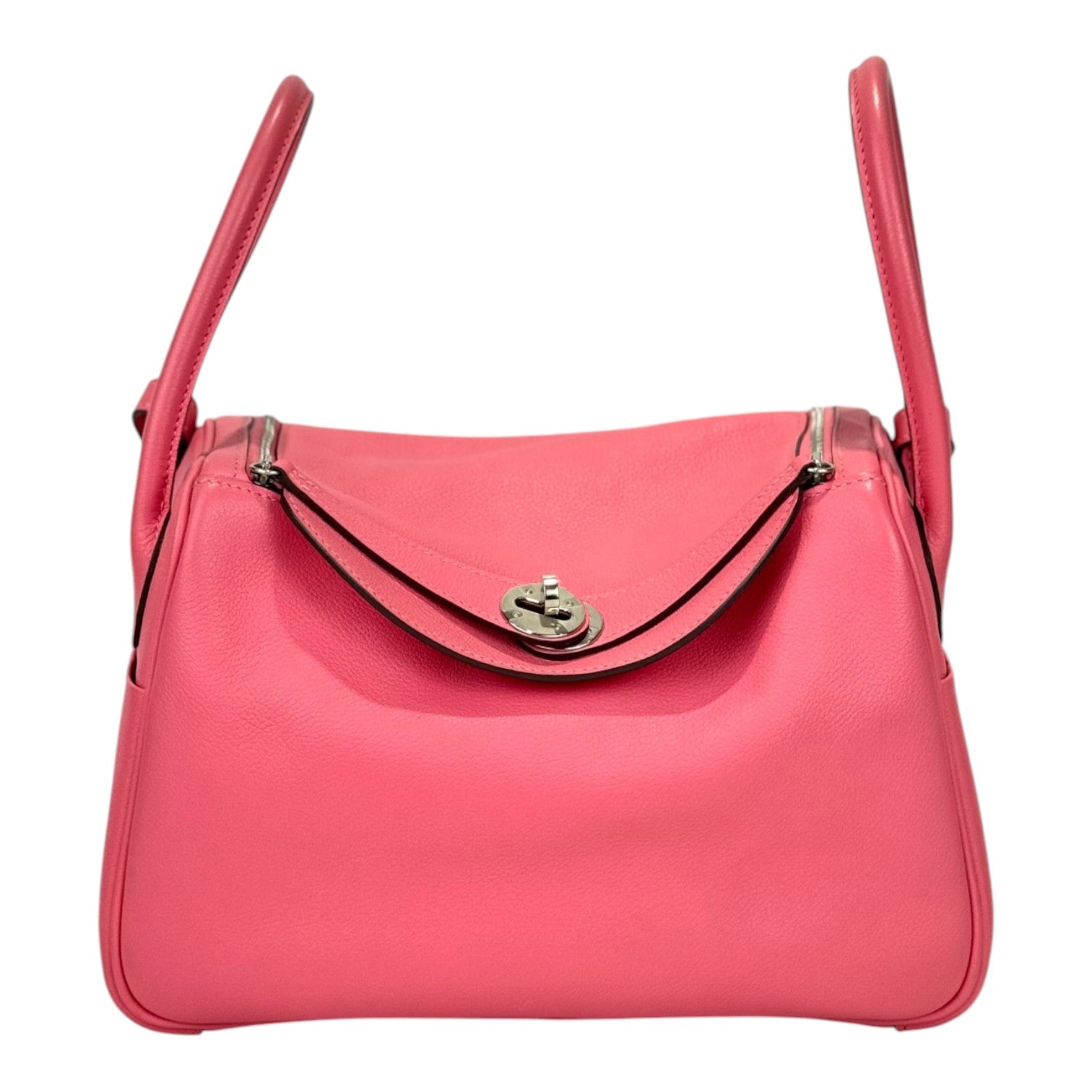 Hermes Lindy 26cm in Lipstick Pink Evercolor Leather with PHW
