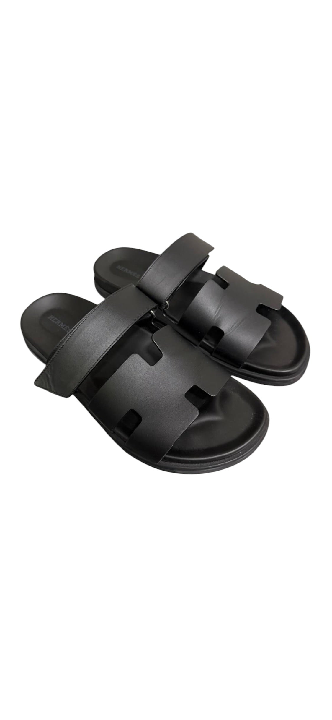 Hermes Chypre Sandals Black Sz42 DLT8401
