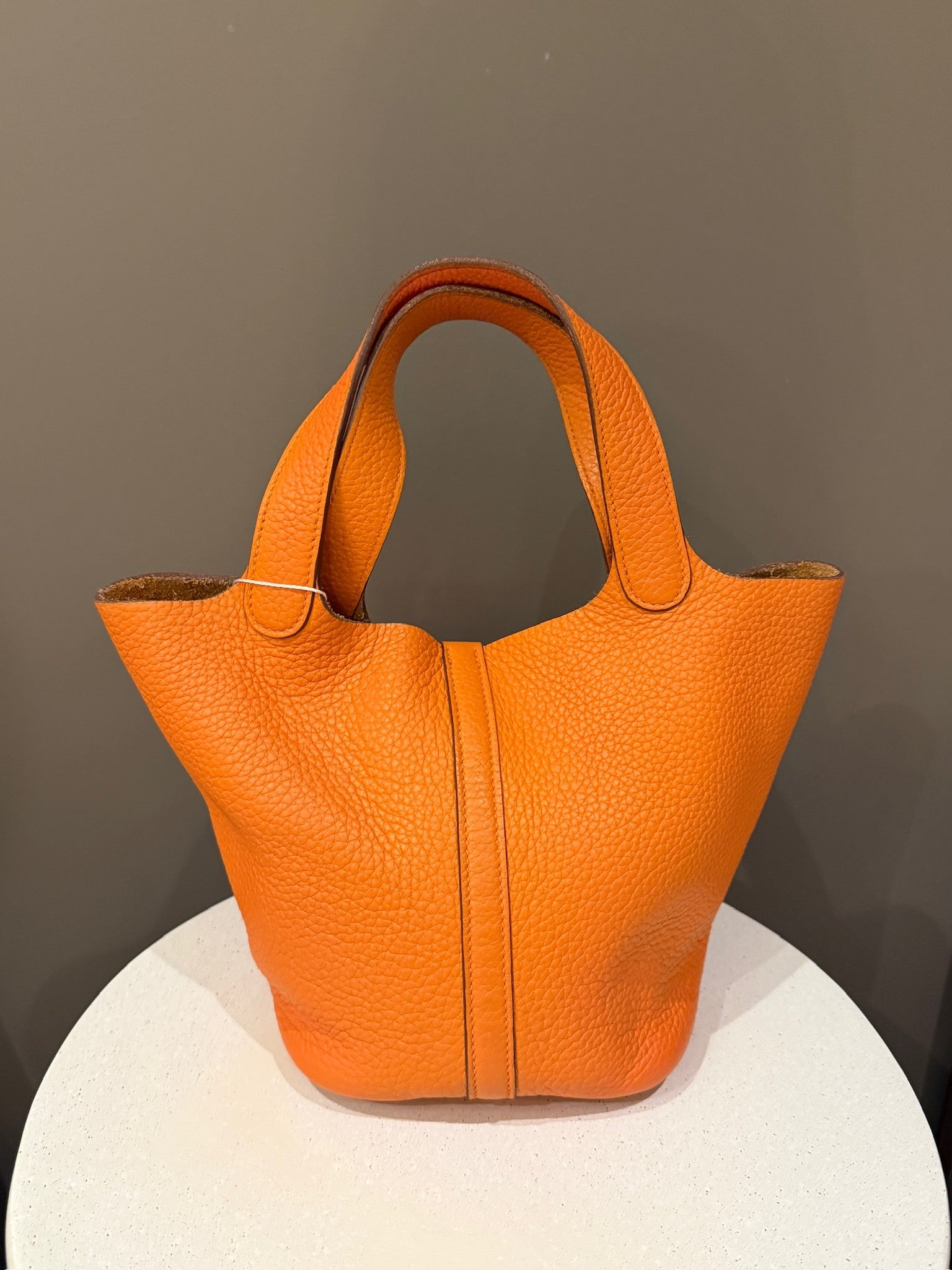 Hermès Picotin Lock 18 in orange Clemence leather with palladium hardware