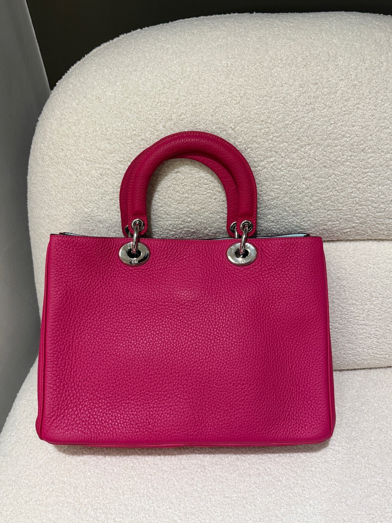 Christian Dior Calfskin Medium Diorissimo Bag Fuchsia