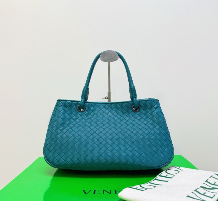 BV Lake Blue Green Woven Handbag 25 24789664