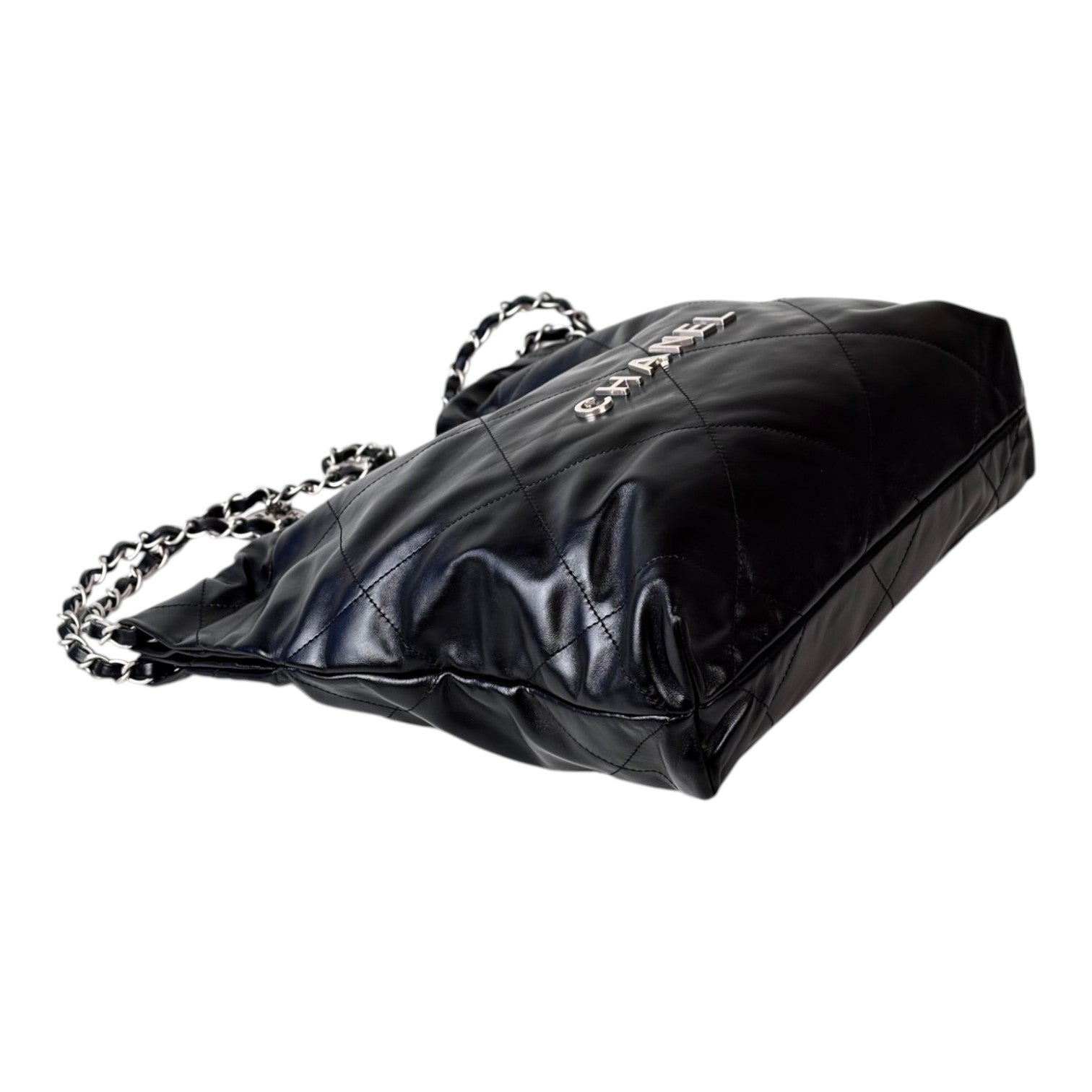 Chanel 22 Small Bag Black Calfskin Silver - Full Set