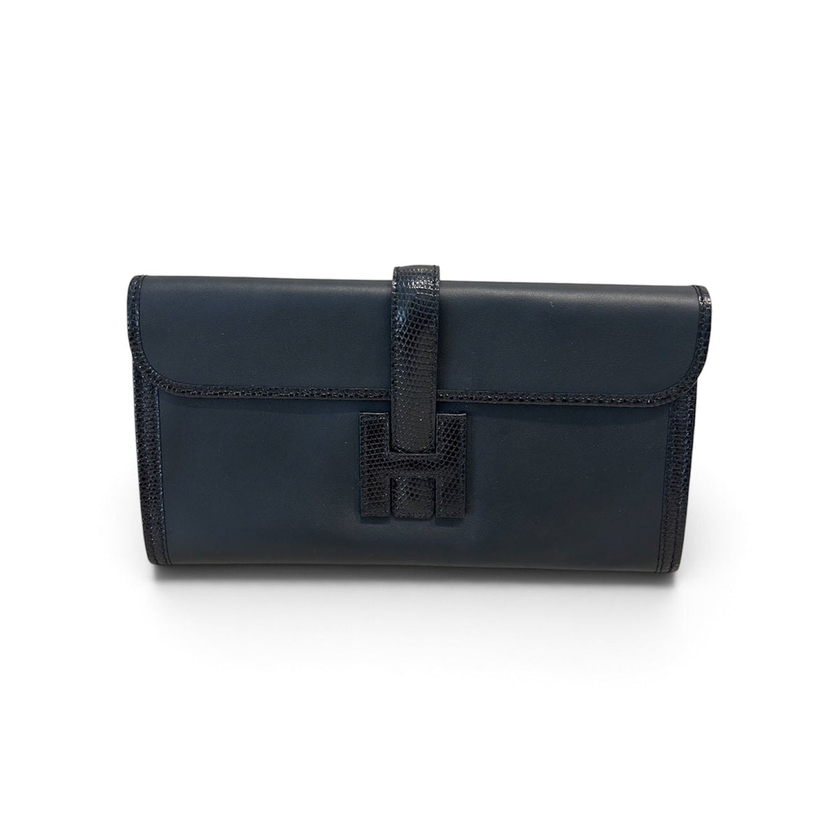 Hermes Black Jige Elan in Evercolor with Lizard