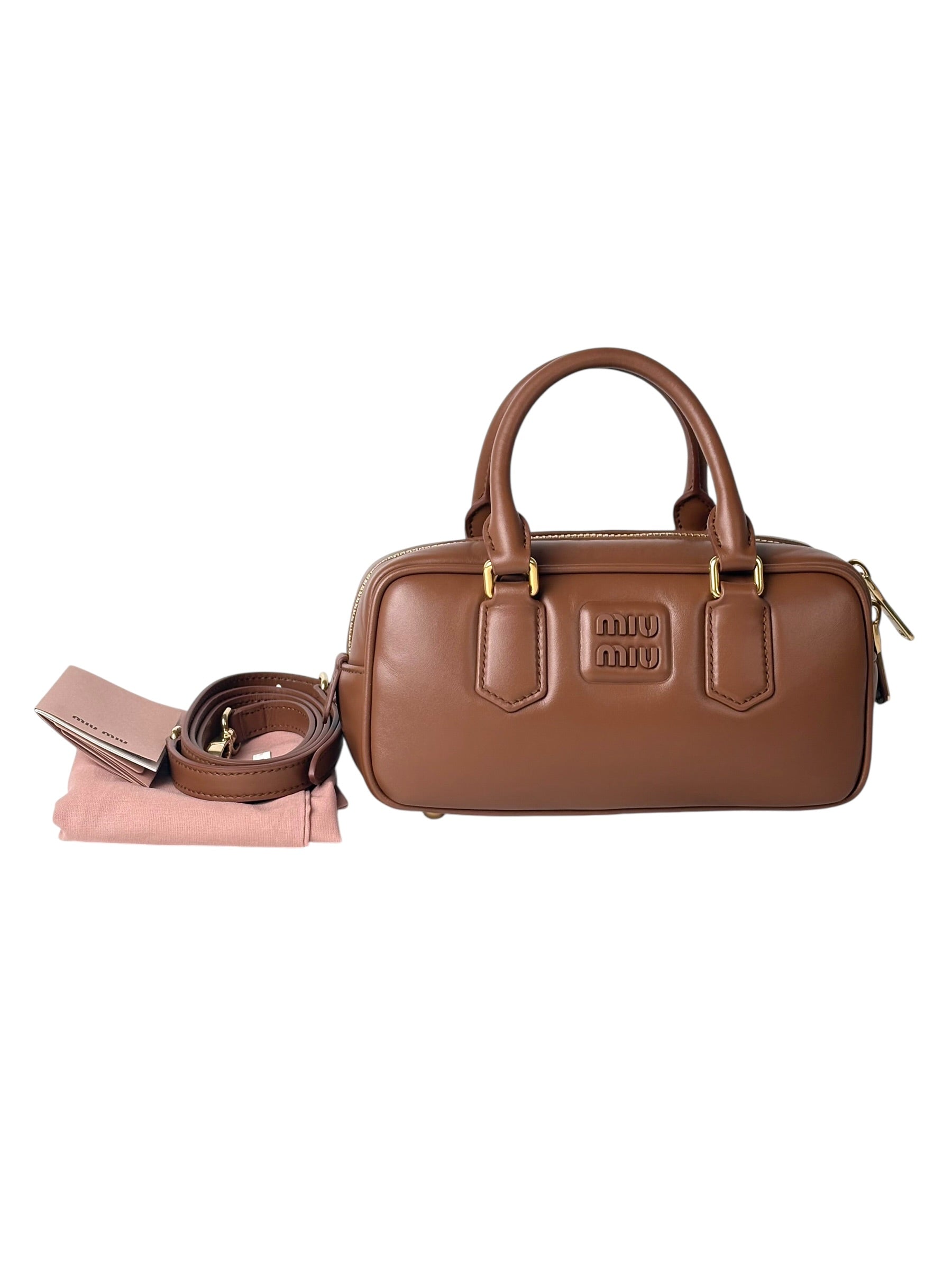 Miu Miu Arcadie Leather Mini Bag Cognac Colour