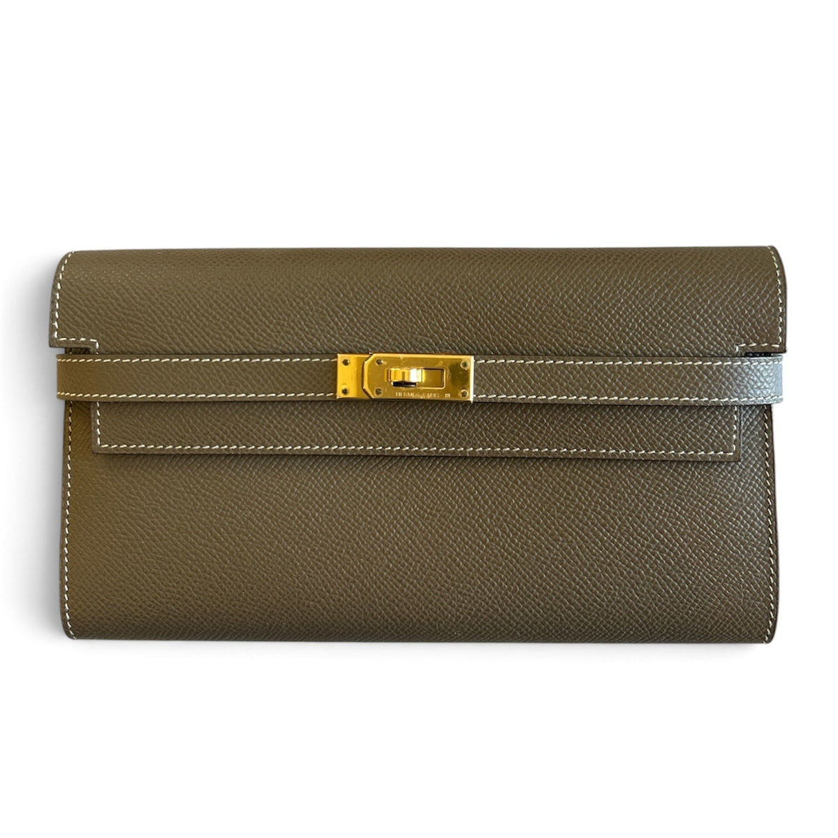 Hermes Kelly Long Wallet Etoupe in Epsom with GHW