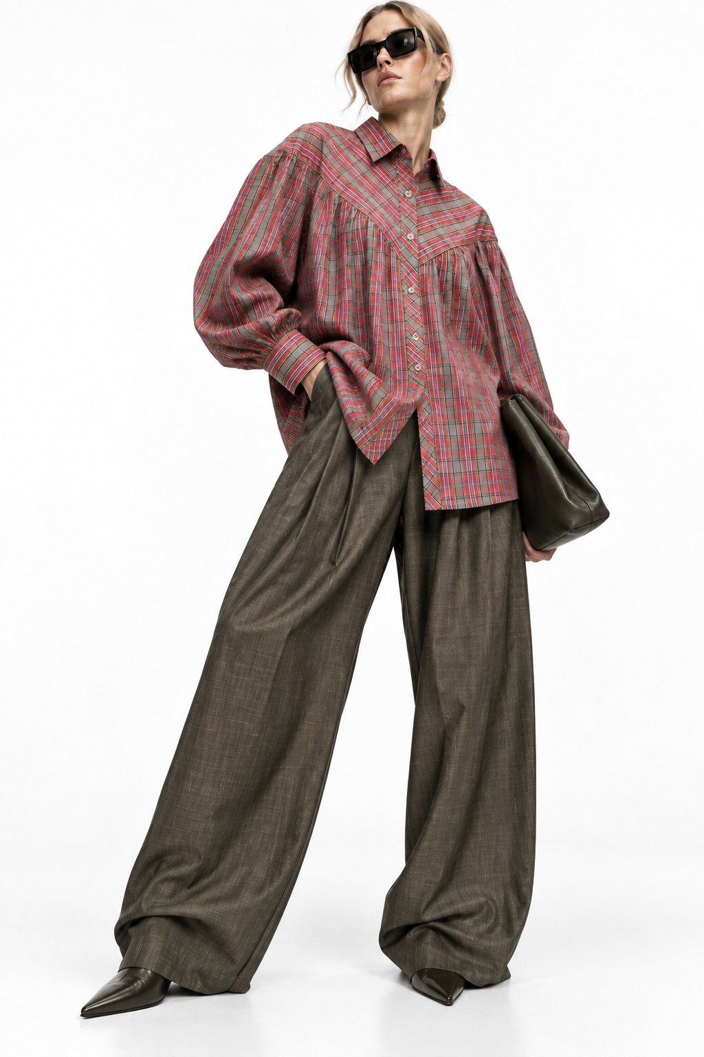 HERITAGE CHECK PLEATED TROUSERS بنطلون“ONEGIN”