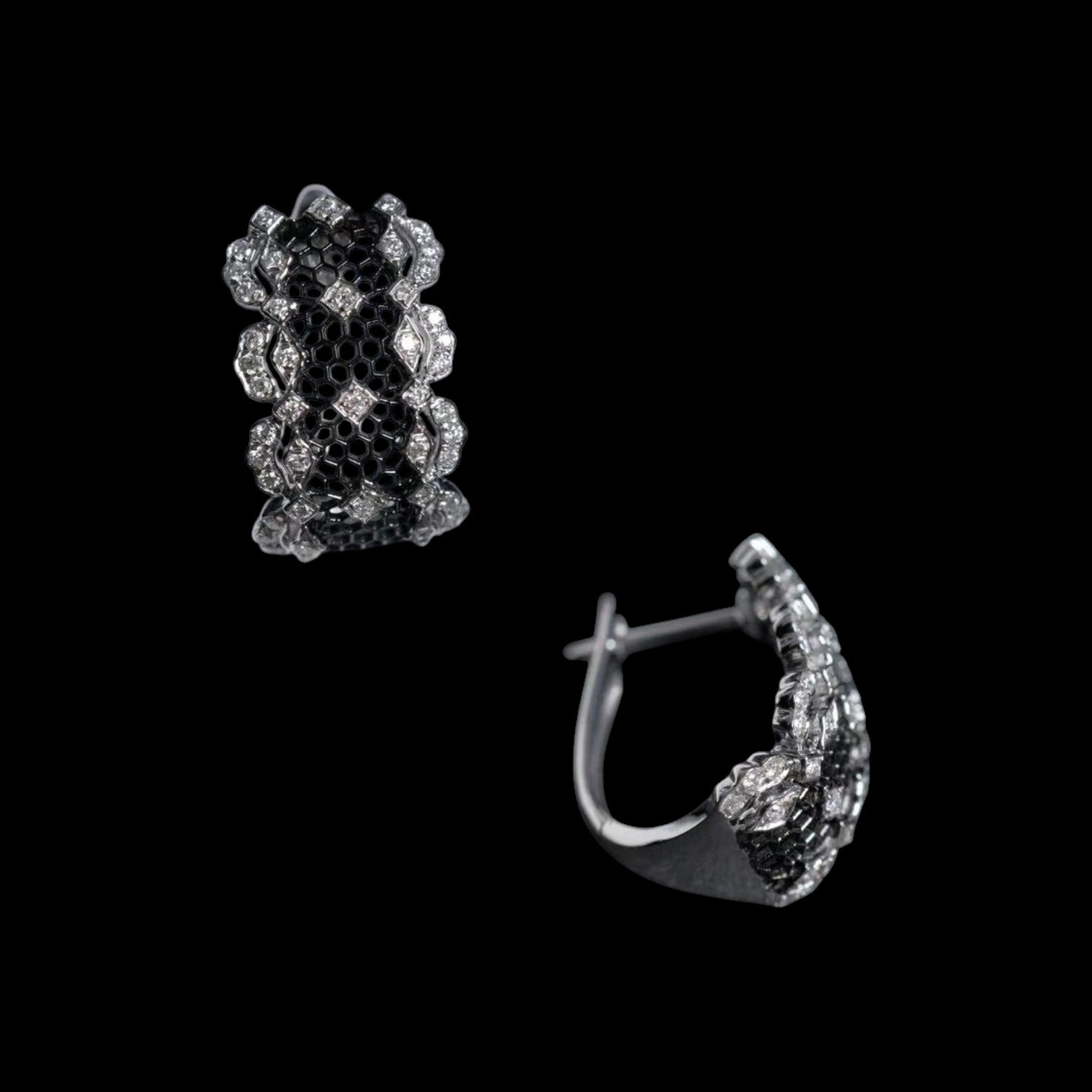 0.30ct Natural White Diamond With Intricate Detail Earrings set in 18K White Gold