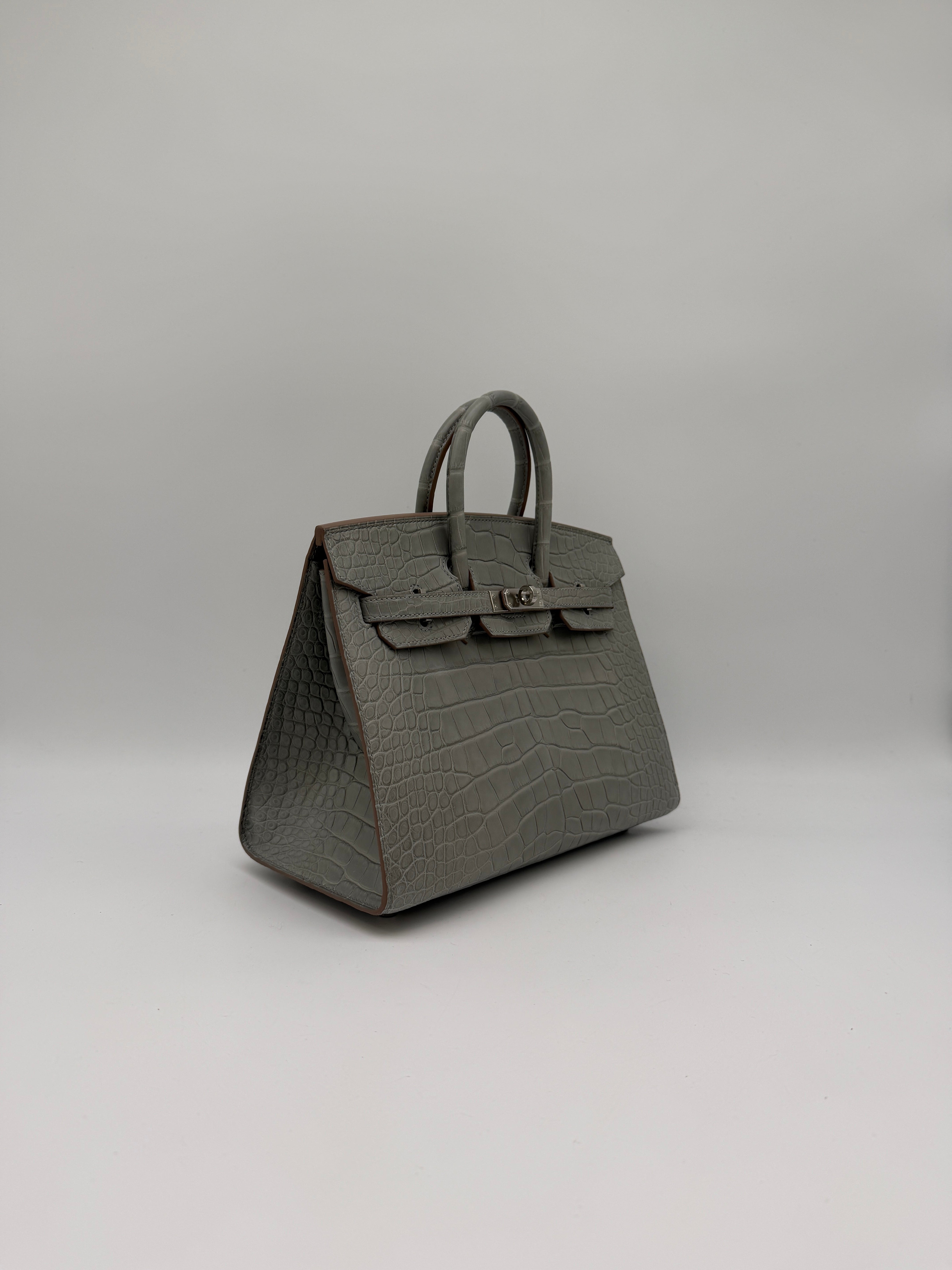 Hermès Birkin 25 Gris Perle Matt Alligator Palladium Hardware