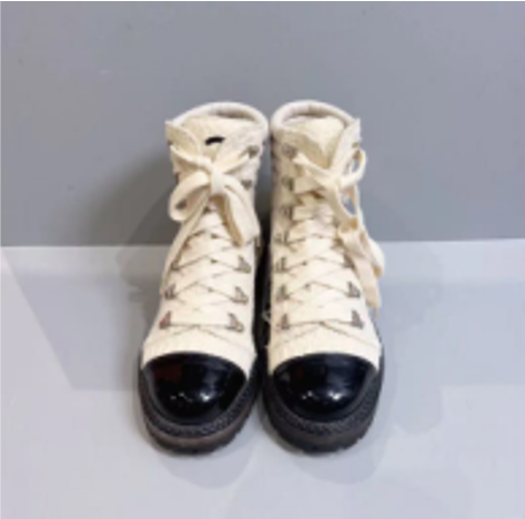 Chanel white quilted combat boots, size 37.5 LZ827H9992