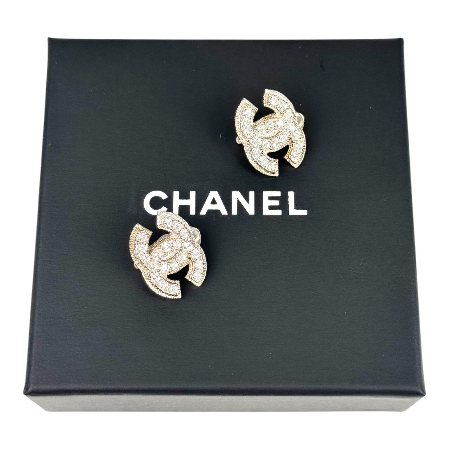 Chanel CC Crystal Clip-On Earrings 12W