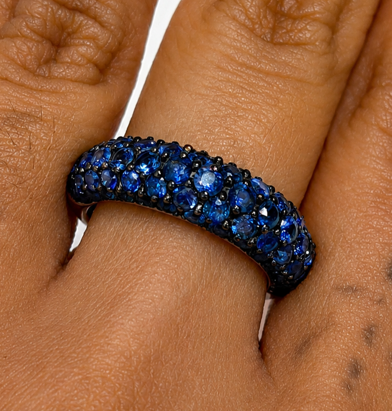 #12 Ring(band) in 18K - Sapphire 3.17 pavé eternity 6338 JJC1303