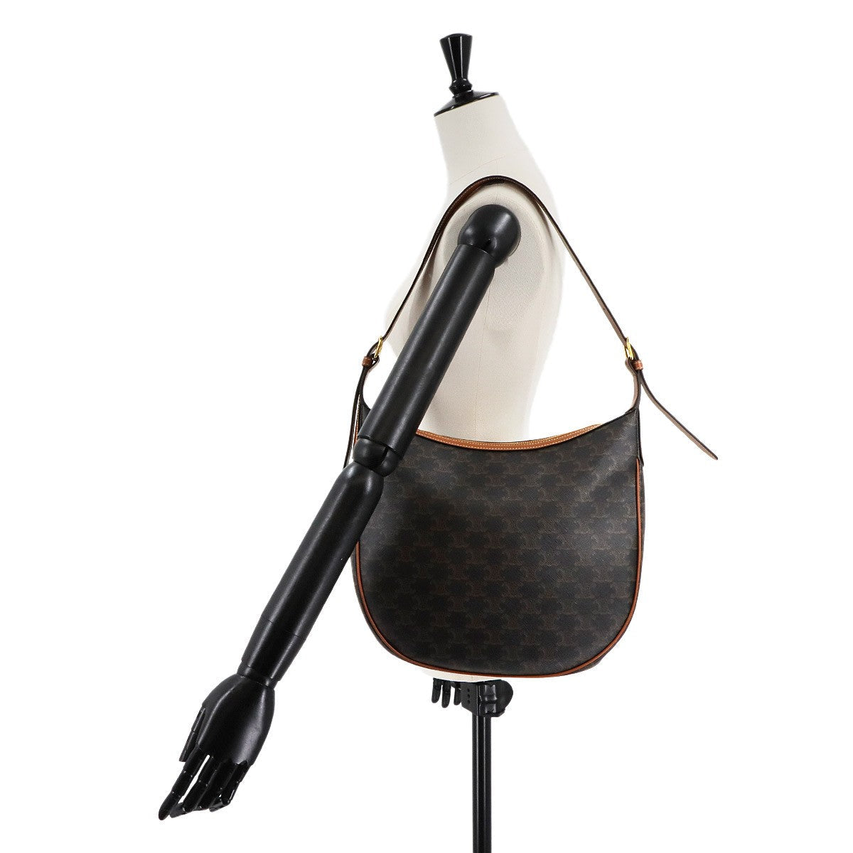 CELINE Triomphe Heloise Shoulder Bag Leather Tan 114712 Purse 902994768