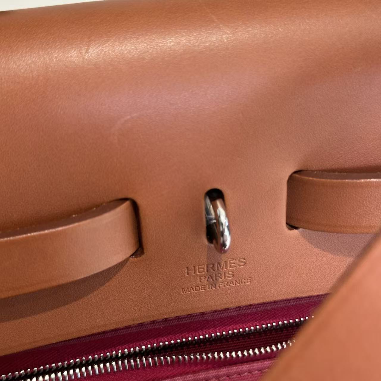 Hermès Herbag 31 Two-Tone Convertible Bag - Burgundy & Tan