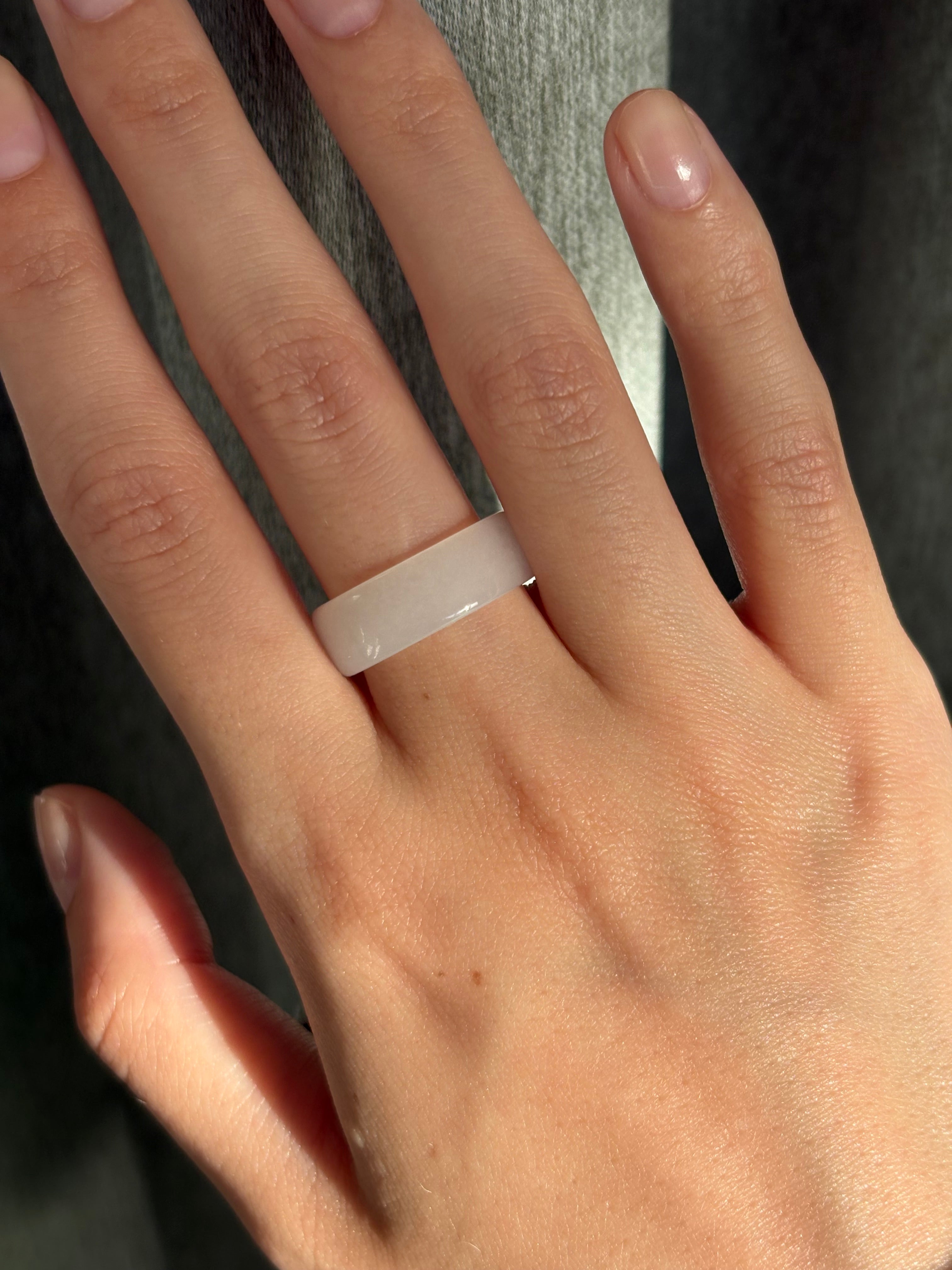 Type AAA White Jade Eternity Ring size 18mm (hand carved) DXBCS5478