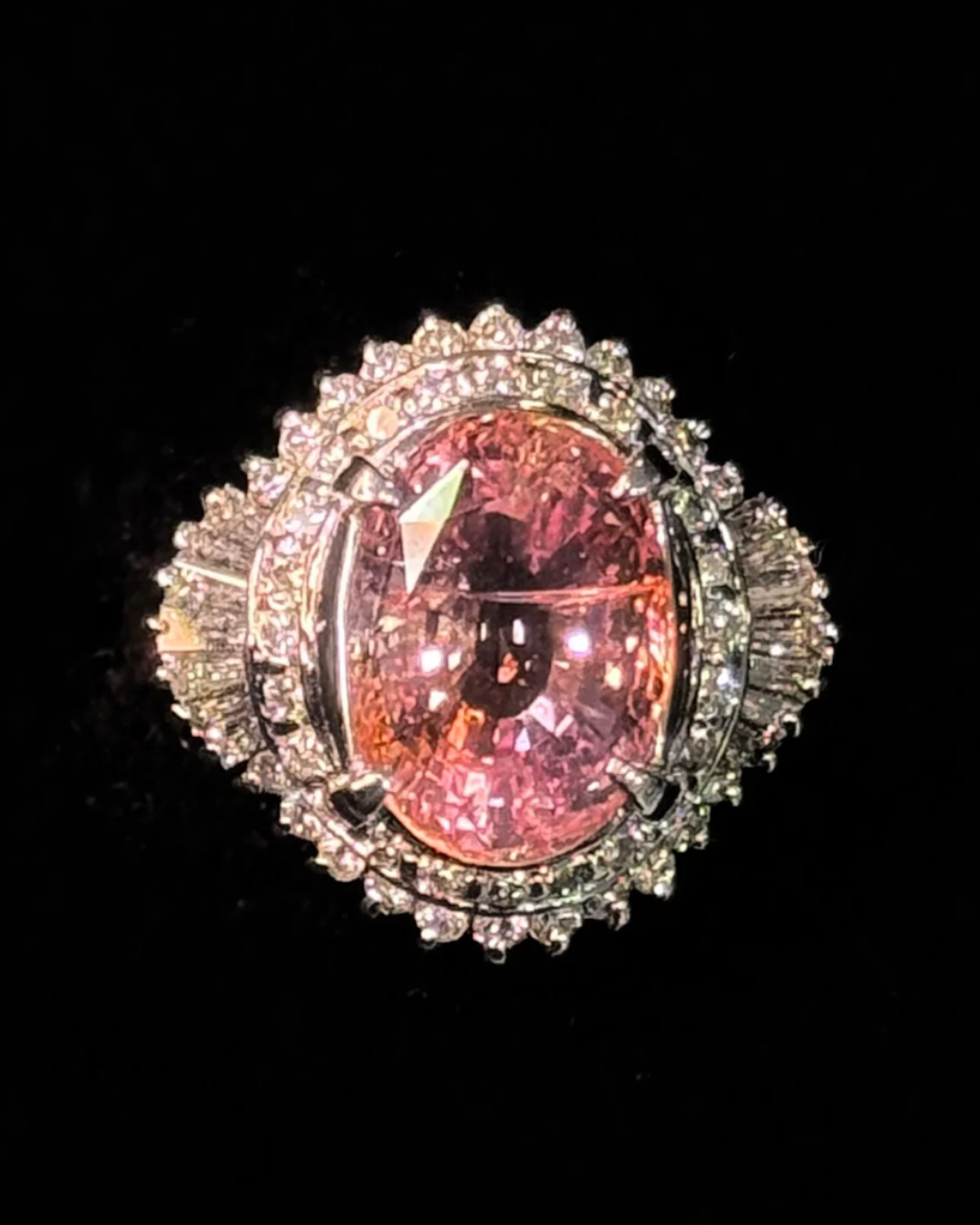 GRS Padparadscha Sapphire SriLanka Ring in Pt900 / S5.45ct / D0.80 9481 JJC0683