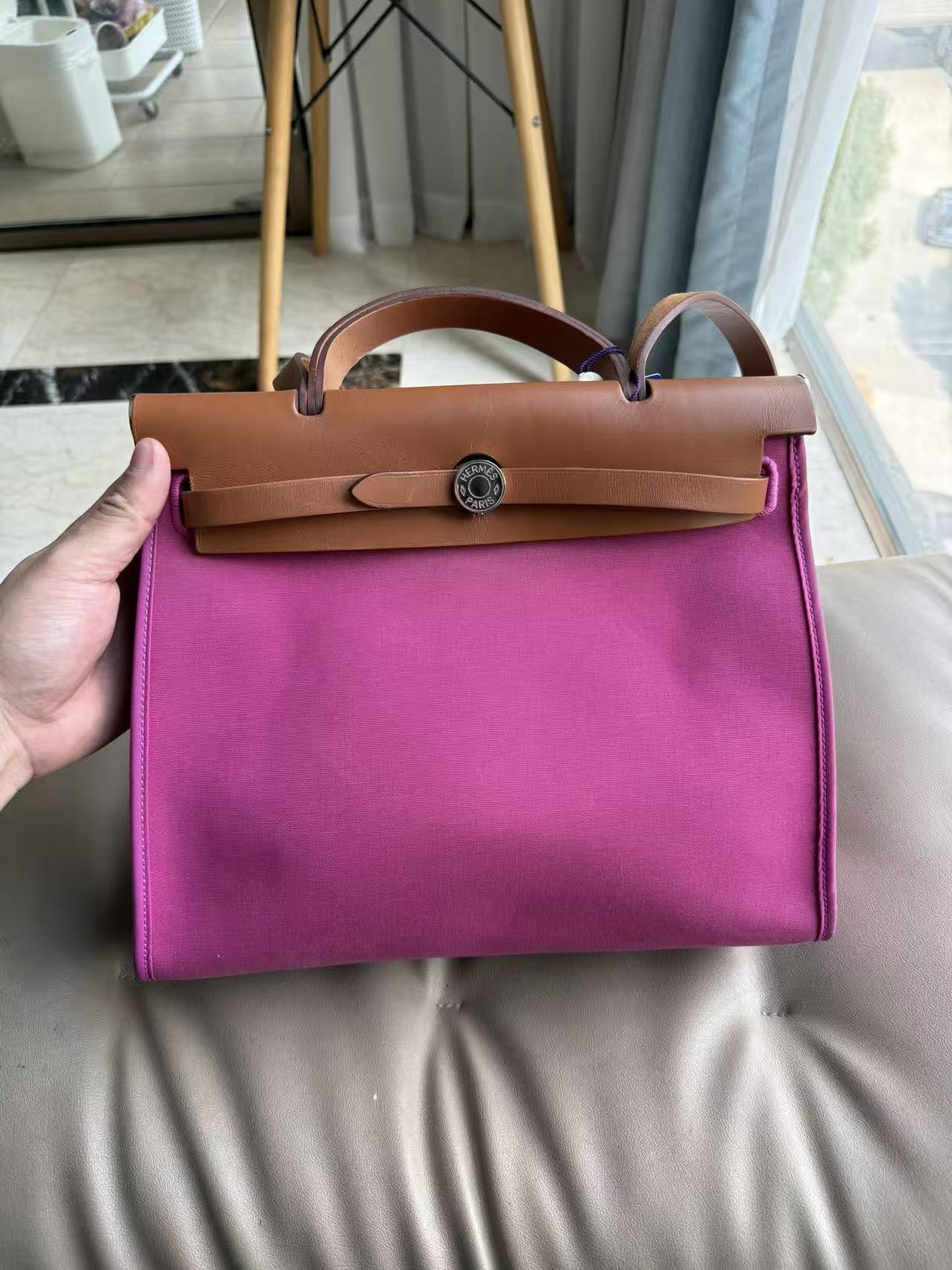 Hermès Herbag 31 Two-Tone Convertible Bag - Fuchsia & Gold