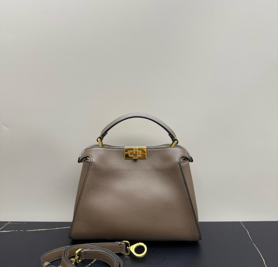 Fendi Taupe Smooth Leather Peekaboo Iconic Mini Bag 23206288