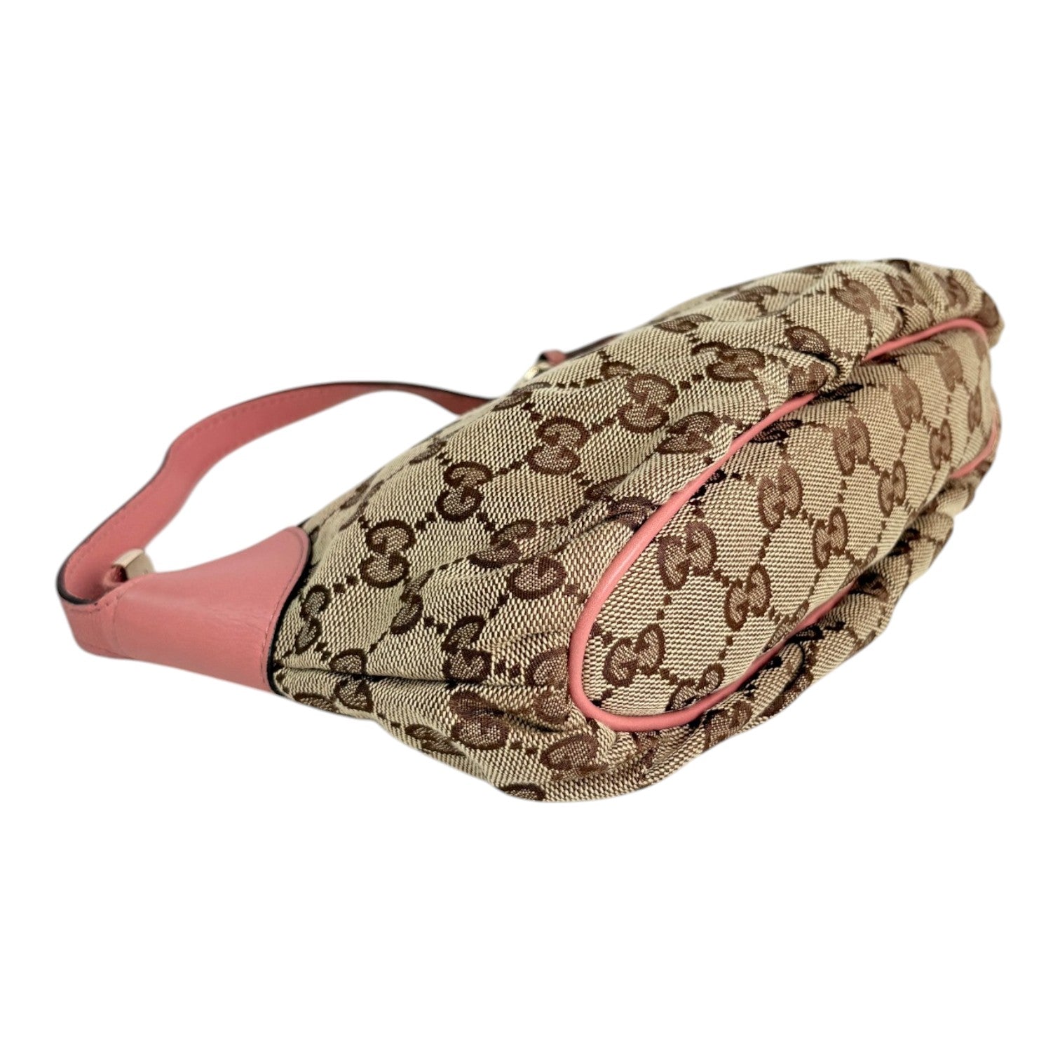 Gucci Pink Leather GG Monogram Pochette Bag
