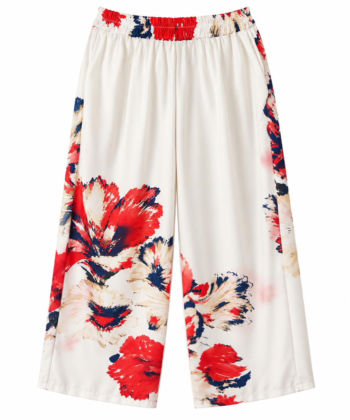 TROUSER PLACEMENT FLORAL WHITE NAVY RED MCL13236
