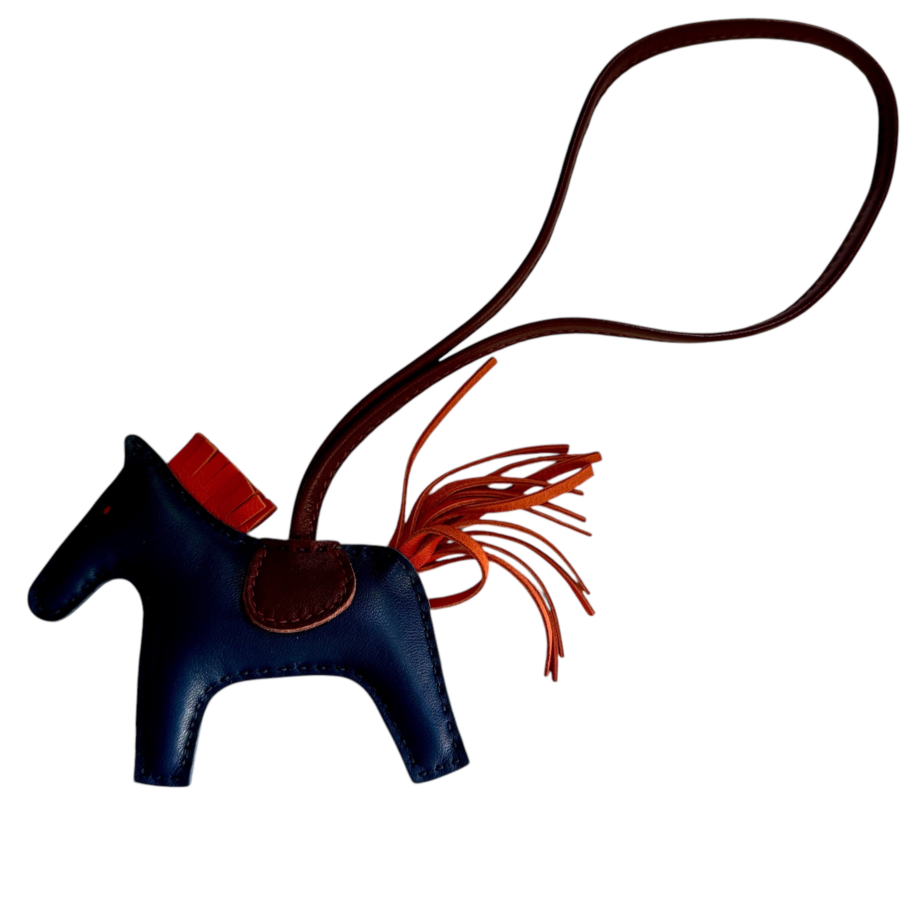 1. Hermes Rodeo PM Bag Charm Navy/Orange/Wine Red