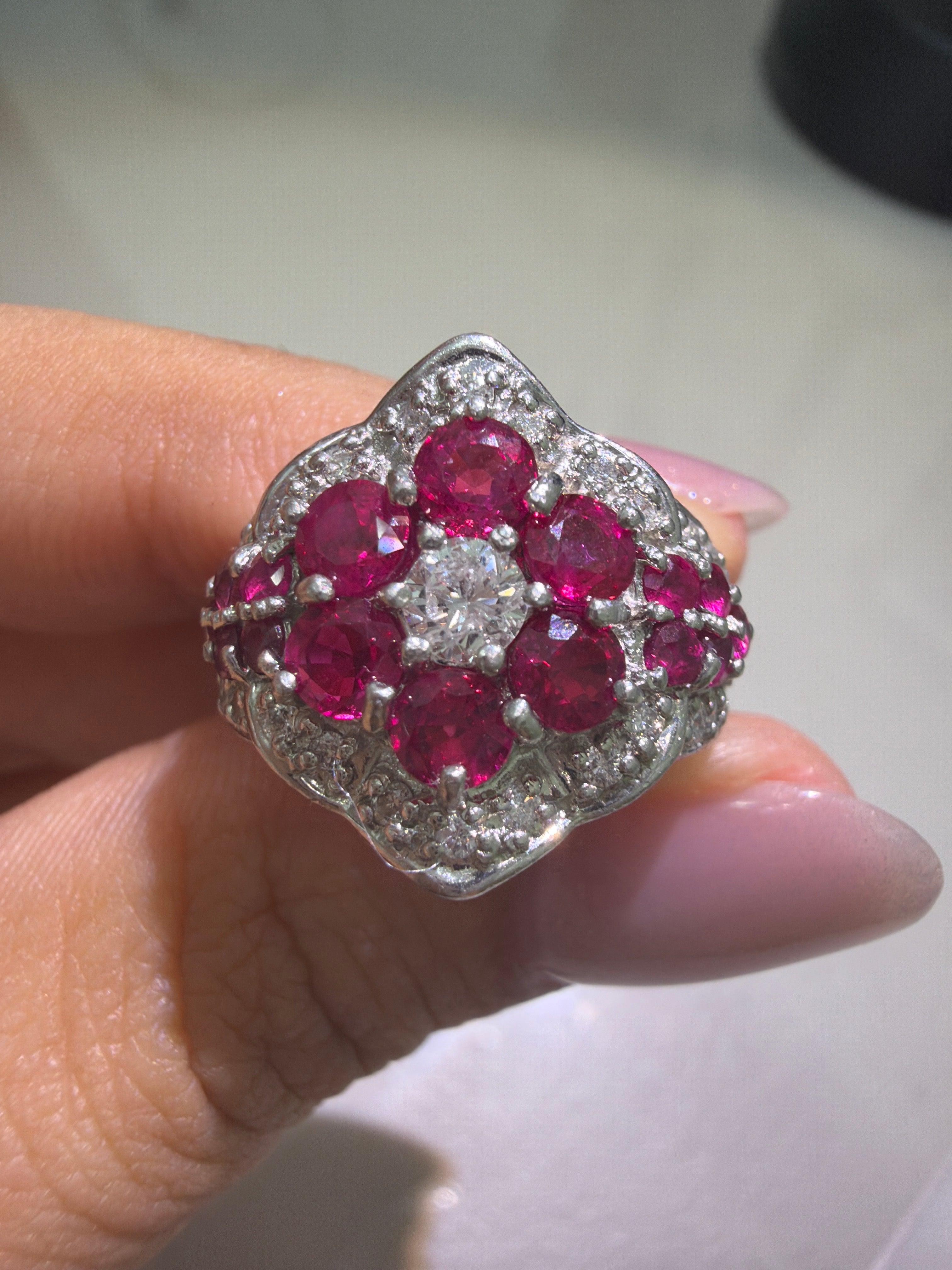 Ruby Ring in PT900, R1.84ct D0.50ct 6099 JJC0621