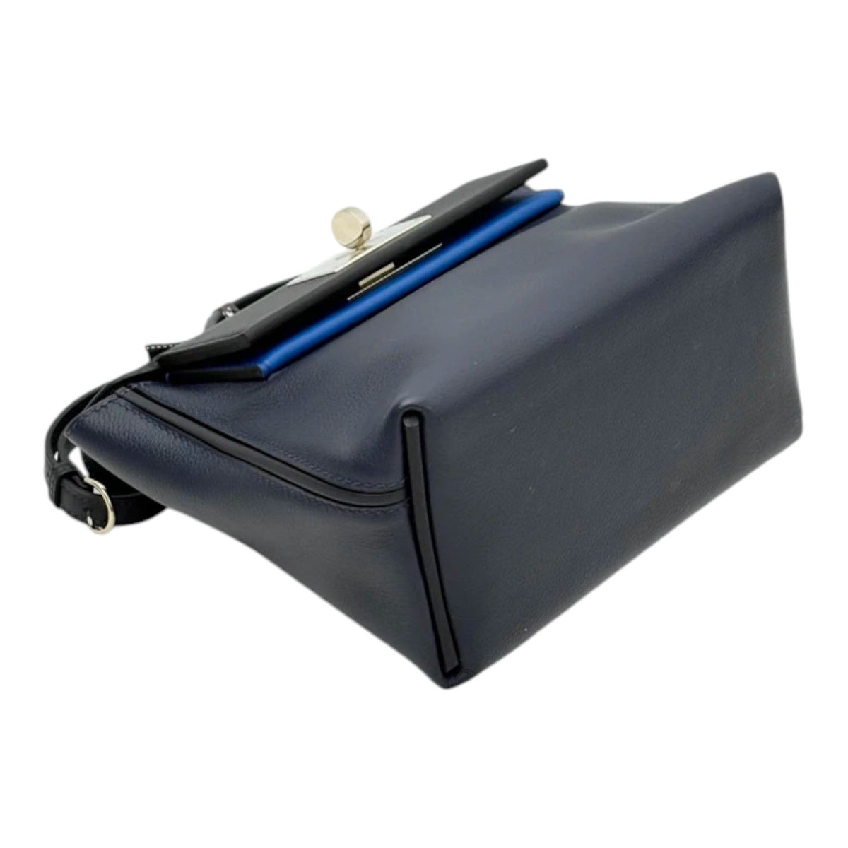 Hermes 2424 Mini Blue Bag in Evercolor with PHW