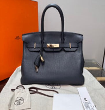 HERMES Birkin 30 Handbag in Dusty Grey with Gold Buckle 3072603162812