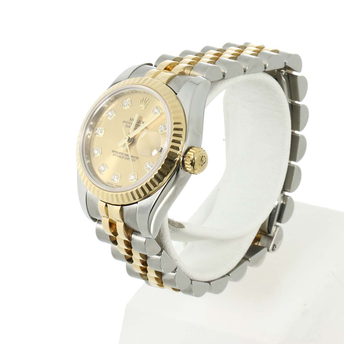 ROLEX Datejust 179173G Serial Z 750 YG 10P Diamond Gold Dial Ladies 902990461
