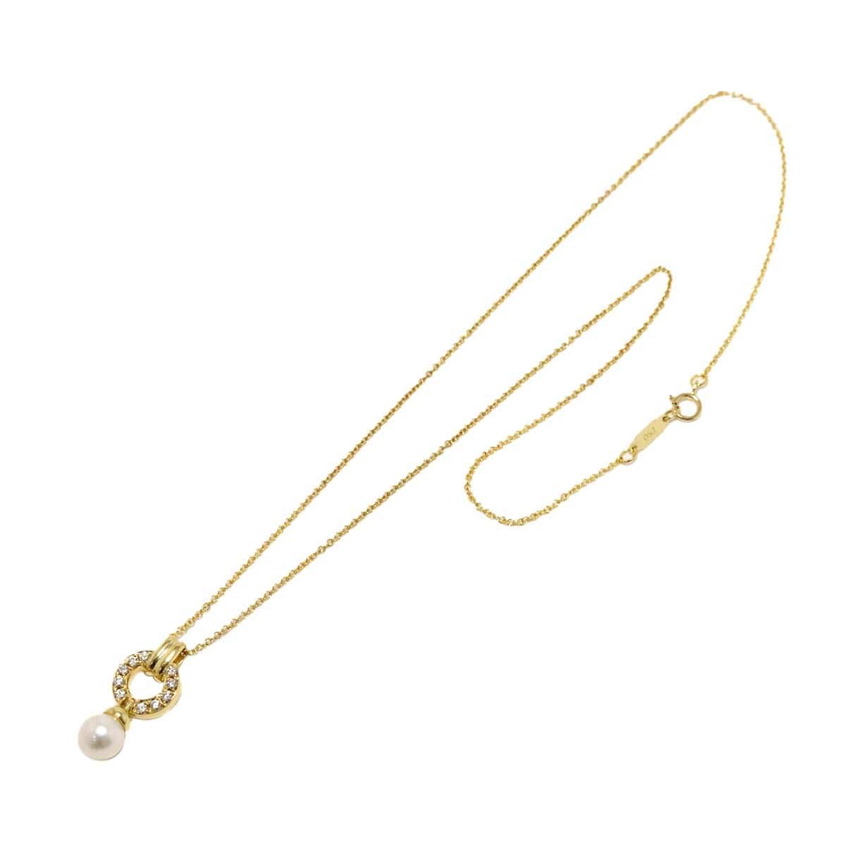 TIFFANY Co. TIFFANY Co. Akoya pearl 6.3mm Diamond Necklace 18K YG 750 90313692