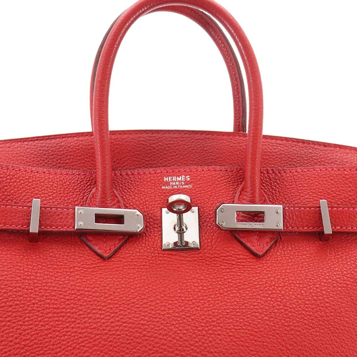 HERMES Birkin 25 Veau Togo Rouge vif Hand Bag Purse 903324108