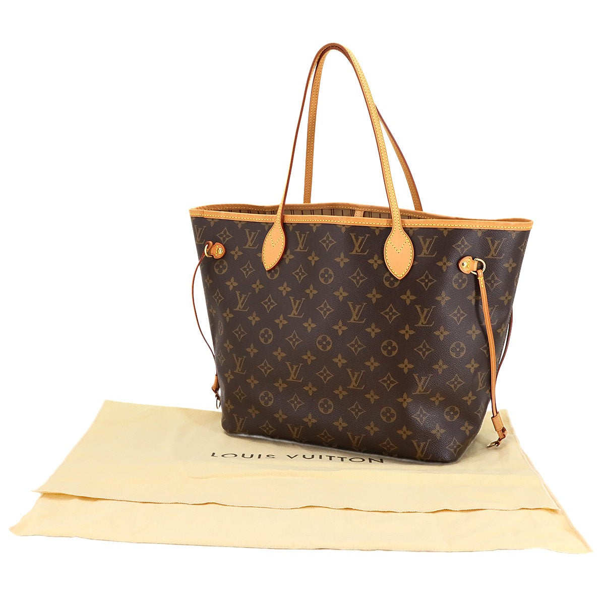 LOUIS VUITTON Monogram Neverfull MM Tote Bag Brown Beige M40156 Purse 903037471