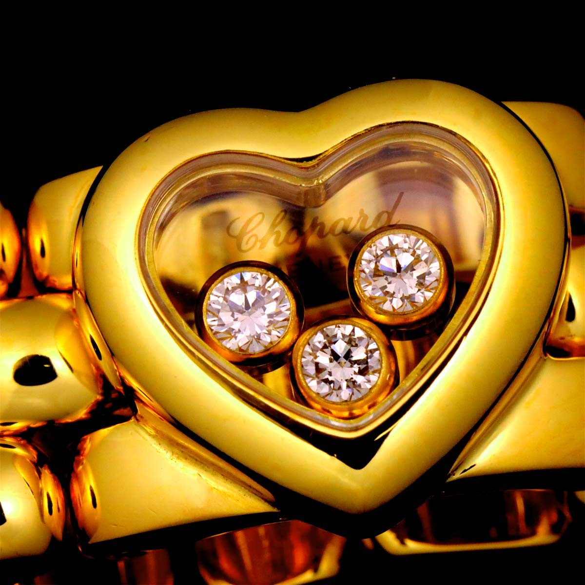 Chopard Happy Diamond Heart Ring 18K YG 750 Size5.25(US) 903115665