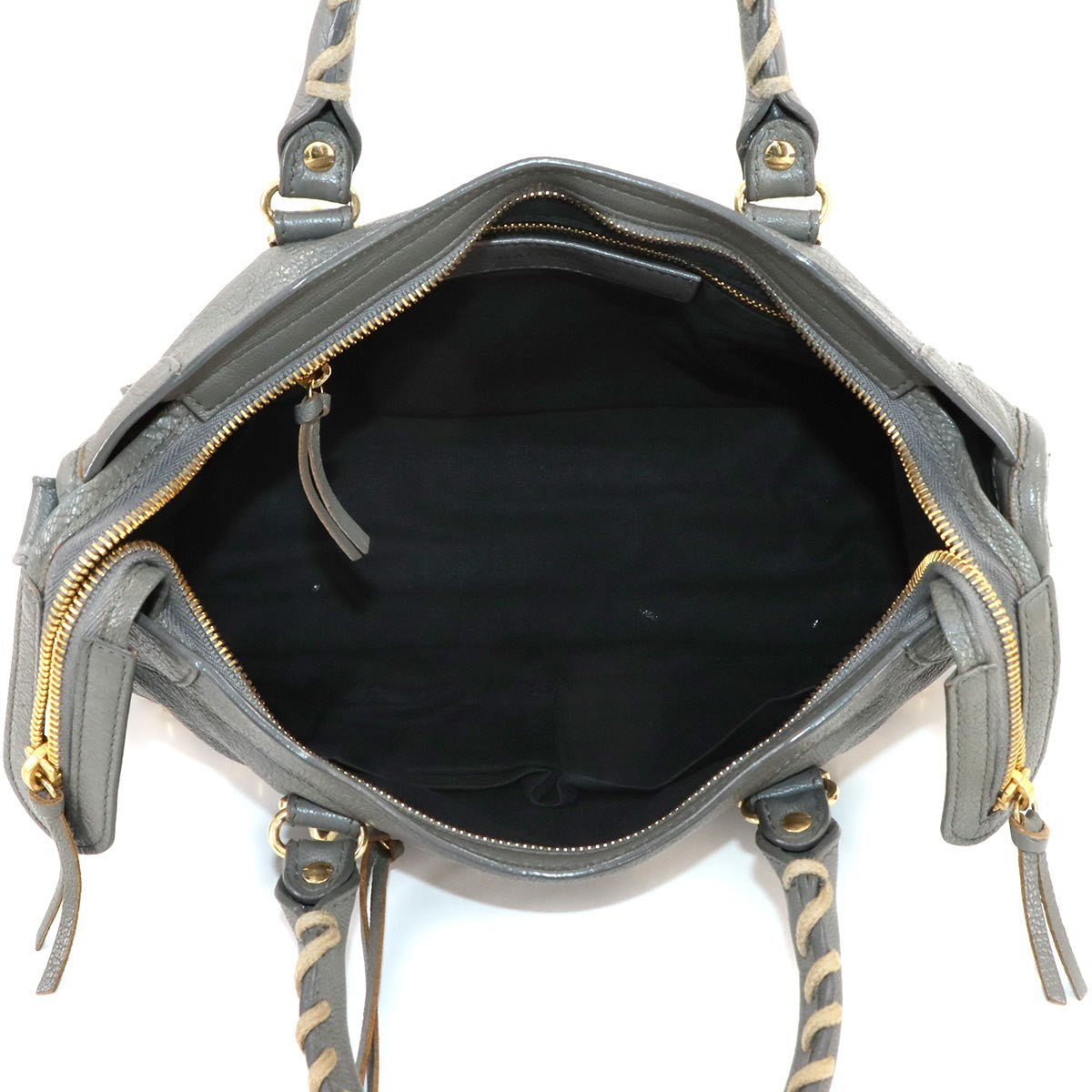 BALENCIAGA Metallic Edge City Hand Shoulder Bag Leather Gray 432831 902849835