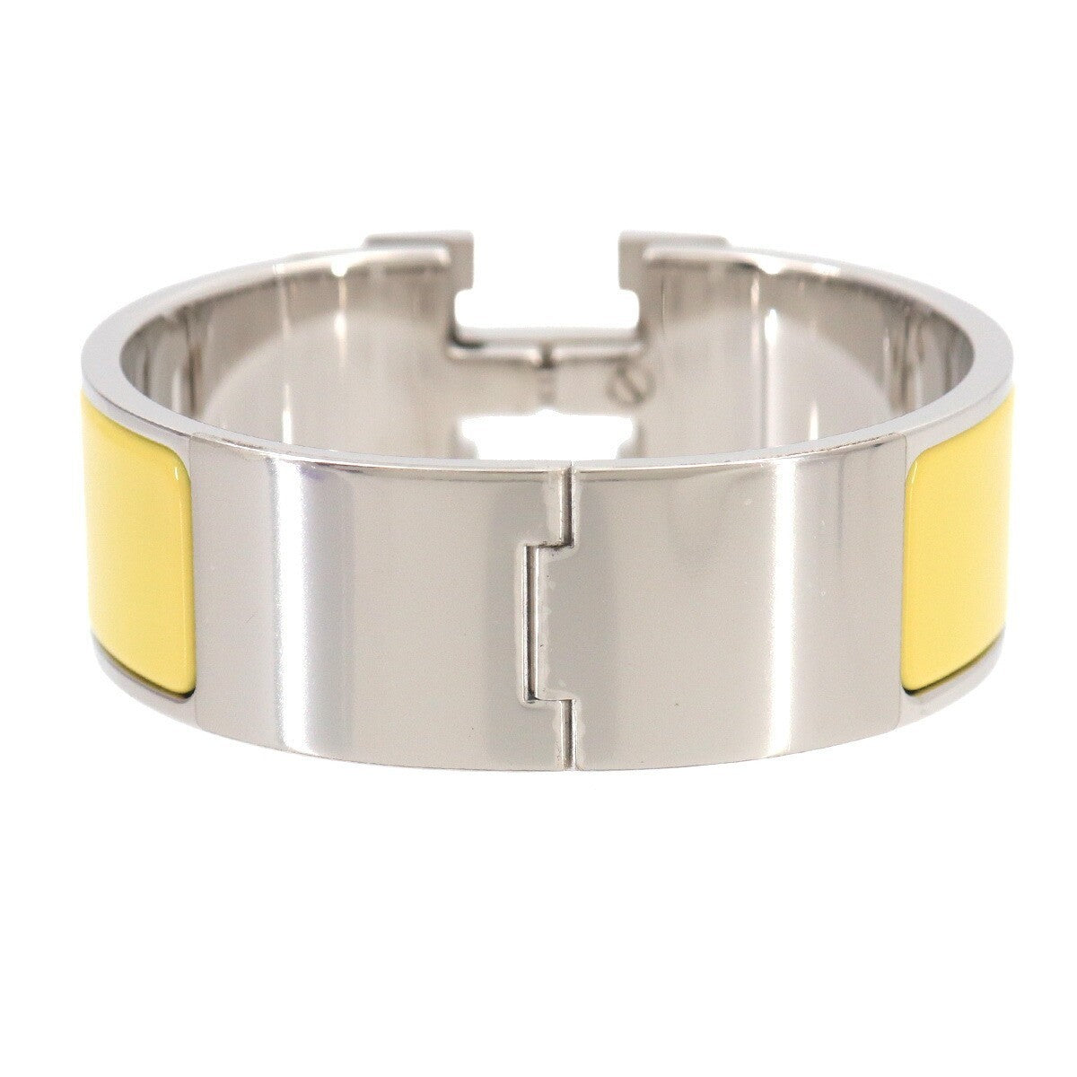 HERMES Clic Clac H PM Bangle White Jaune citron Silver Accessory 903254731