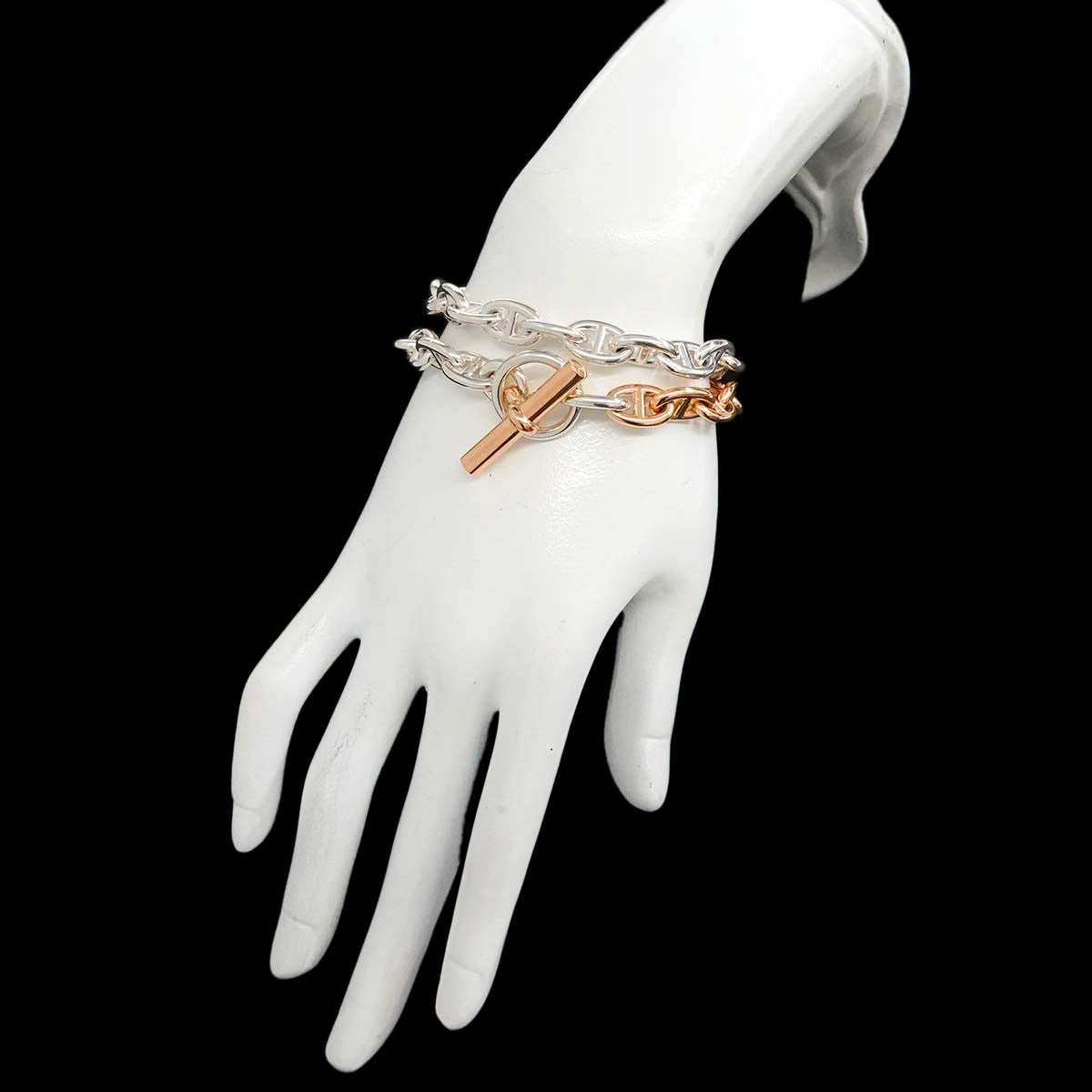 HERMES Chaine dancre PM Bracelet Silver 925 18K PG 750 903022015