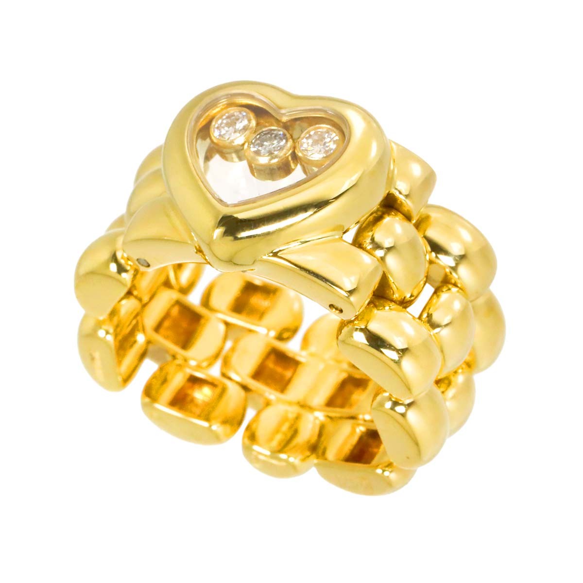 Chopard Happy Diamond Heart Ring 18K YG 750 Size5.25(US) 903115664