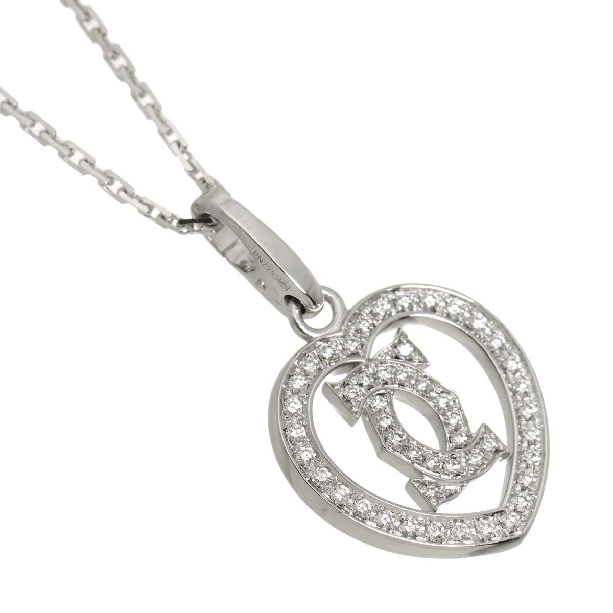 Cartier 2C Diamond Heart Necklace 18K White Gold 750 903234432