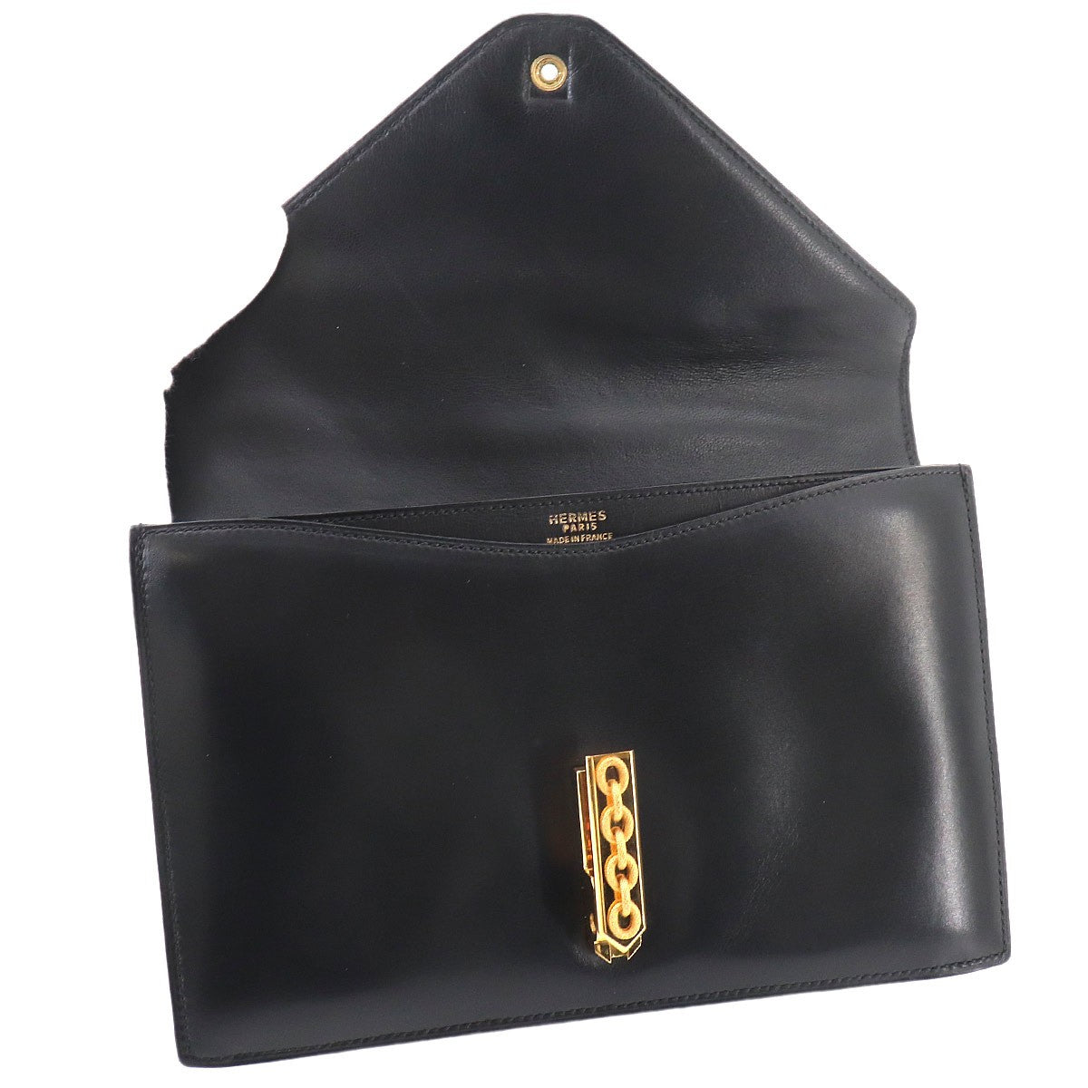 HERMES Alcazar Shoulder Bag Box Calf Leather Black Vintage Antique 903273385