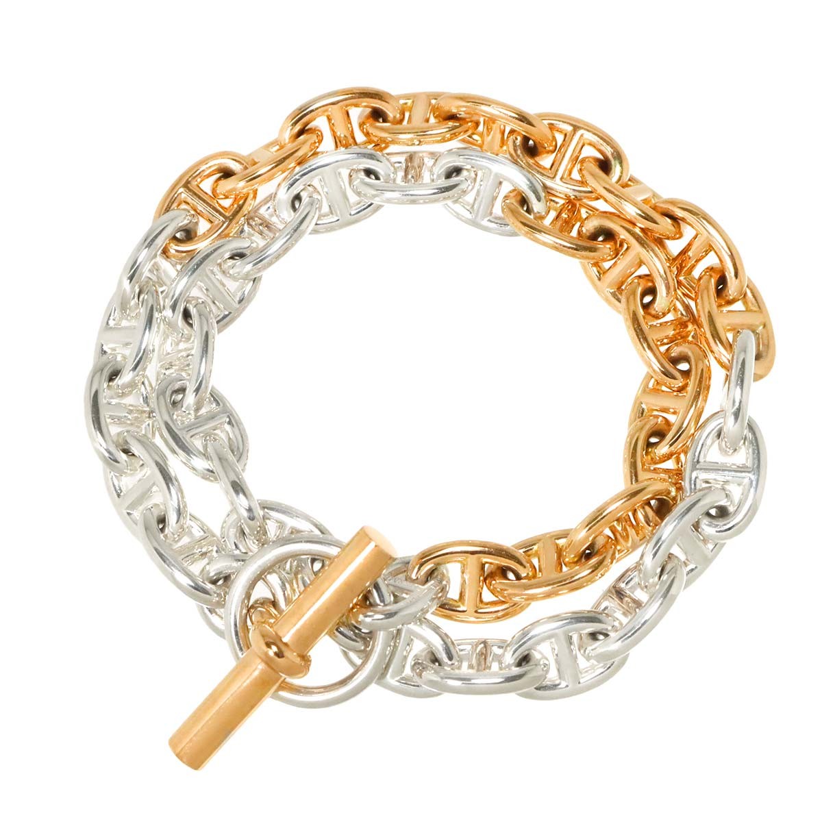 HERMES Chaine dancre PM Bracelet Silver 925 18K PG 750 903022011