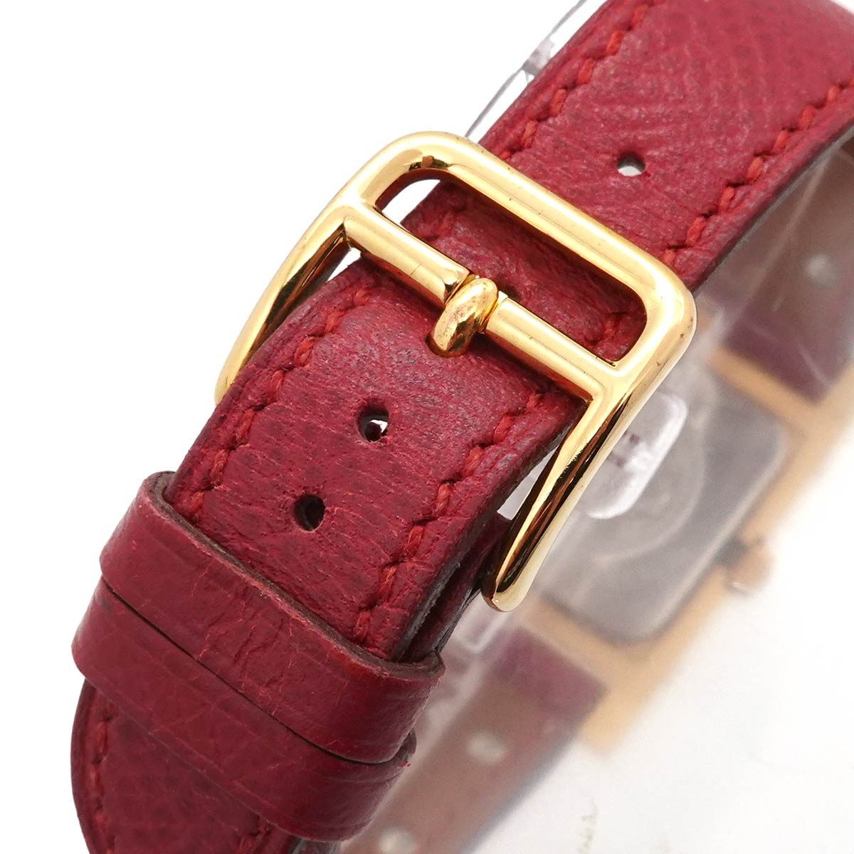 HERMES Medor Vintage pyramid Gold studs Quartz White Dial Ladies 903332267