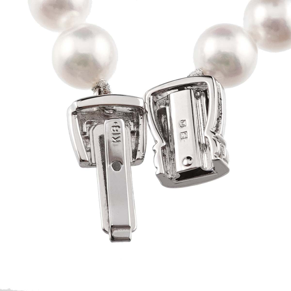 MIKIMOTO Akoya Pearl SV Necklace 18K WG Earrings Two piece set 902860634