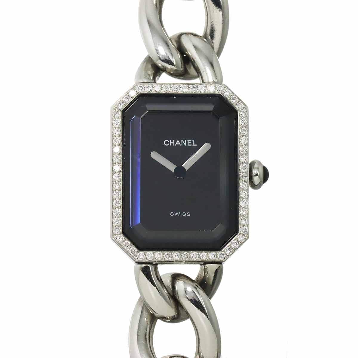 LUXURY PROMISE CHANEL Premiere Size L H0495 Diamond bezel Quartz Black Dial Ladies 90315929