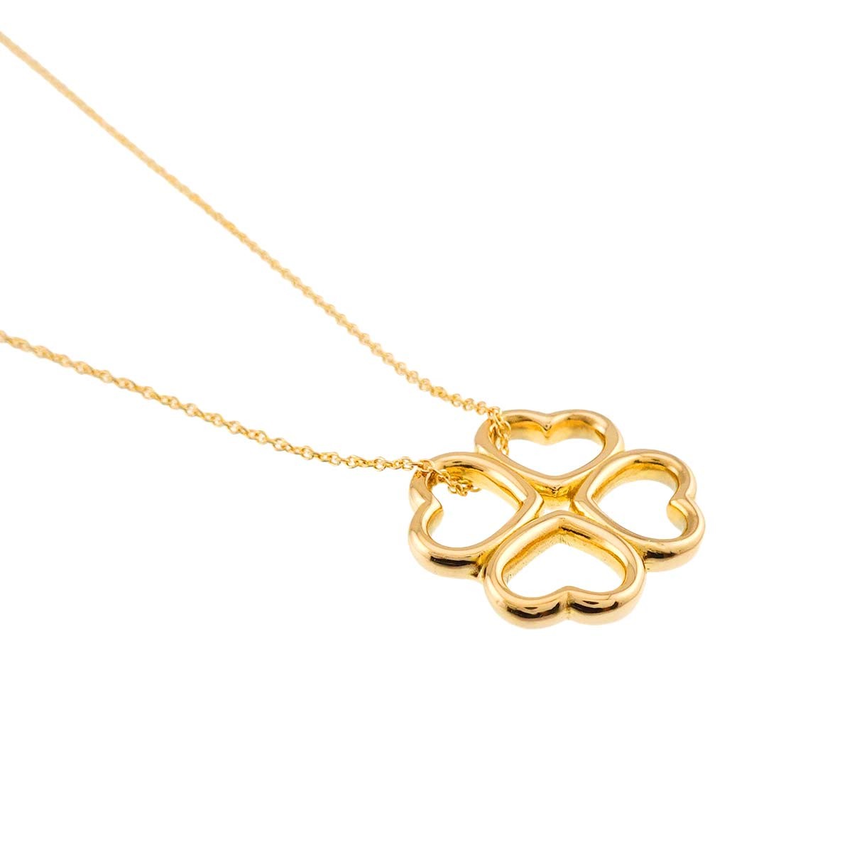 TIFFANY Co. Heart Clover Necklace 18K Yellow Gold 750 903218932