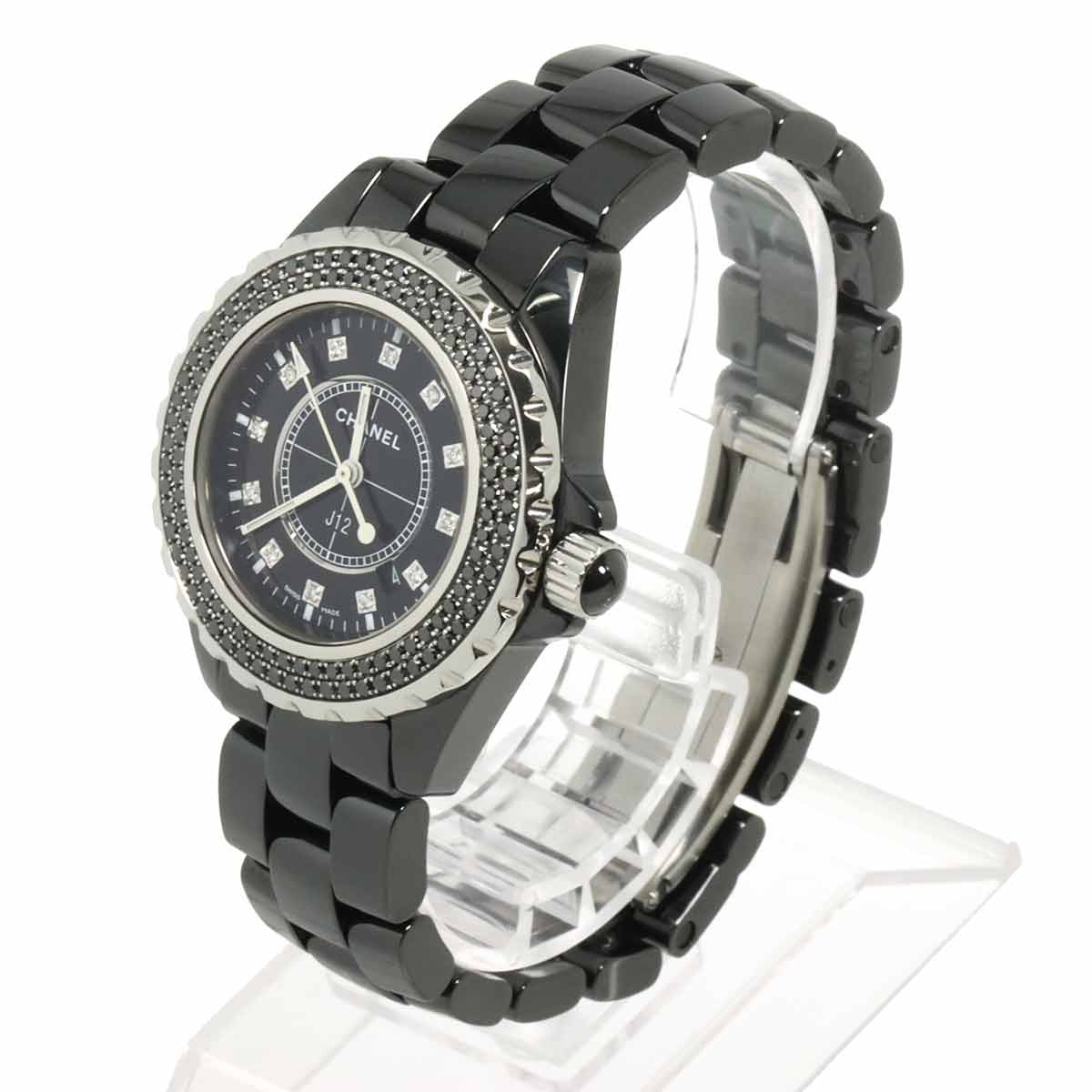 CHANEL J12 H0941 Black Diamond Bezel Quartz Black Dial Ladies Watch 903237532