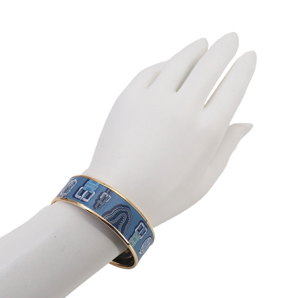 HERMES Email GM Bracelet Bangle Blue Multicolor Gold Accessory 903269893