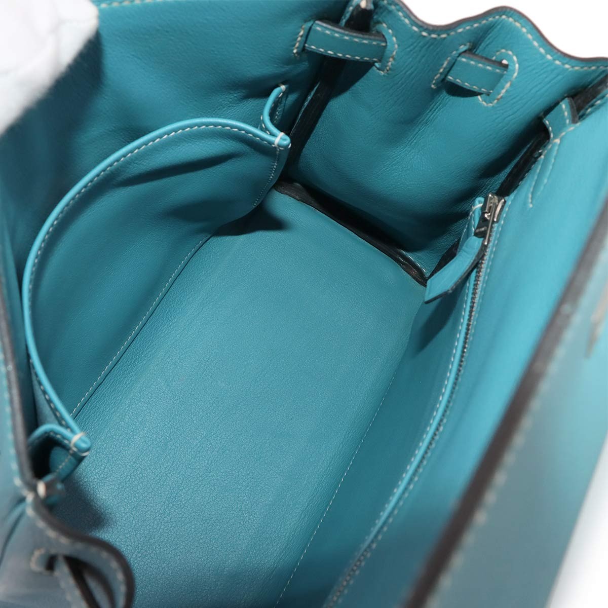 HERMES Kelly 25 Veau Gulliver Bleu Jean Hand Shoulder Bag 903020098