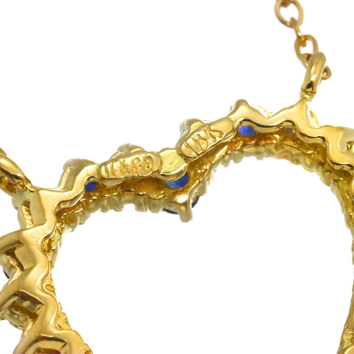 TIFFANY Co. Heart Sapphire Diamond Necklace 18K Yellow Gold 750 903025843