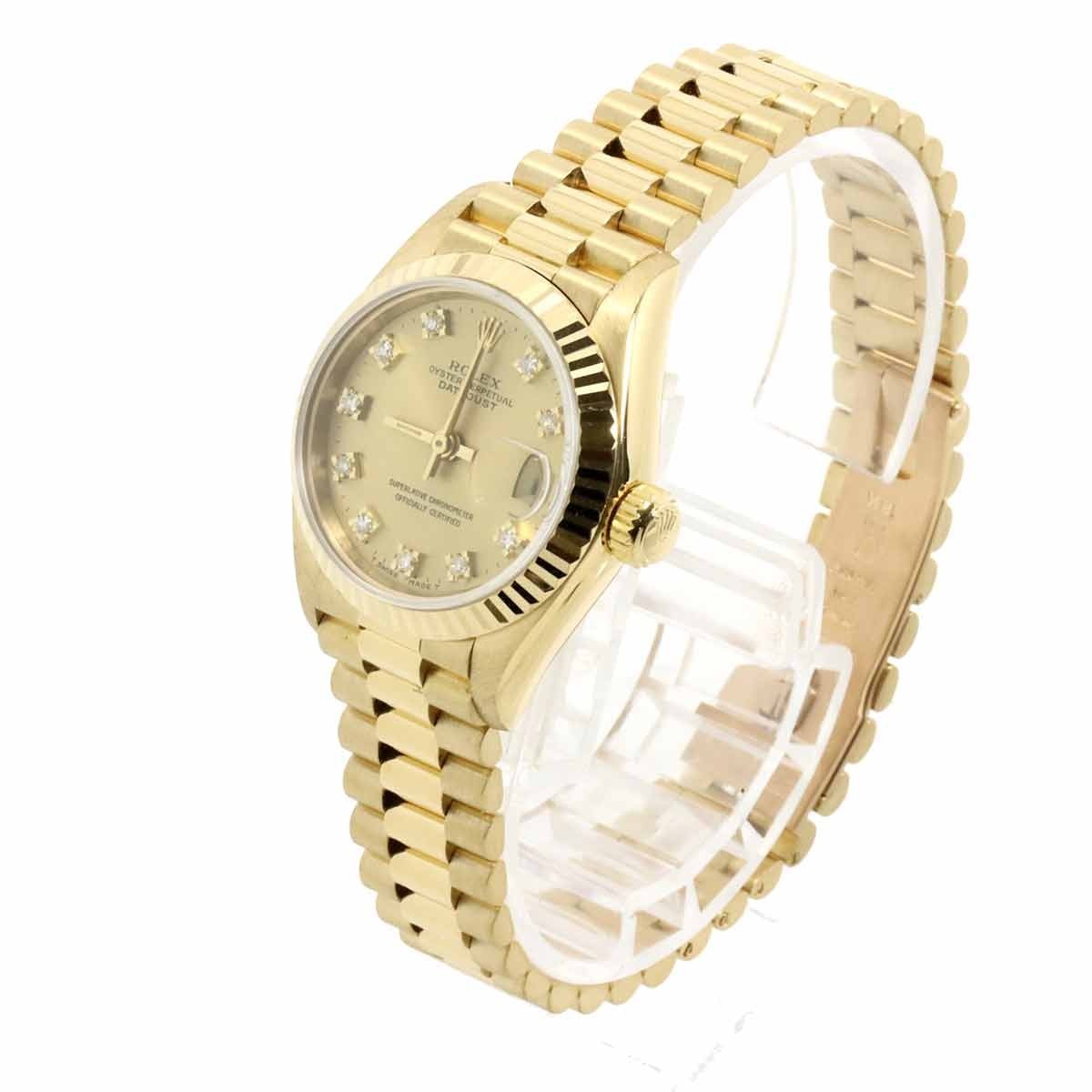 ROLEX Datejust 69178G Serial R 750 YG 10P Diamond Gold Dial Ladies 903247021